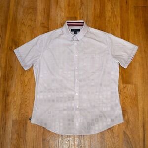 Mizzen+Main Leeward Shirt Mens Medium White Red Navy Excellent Classic Fit SS